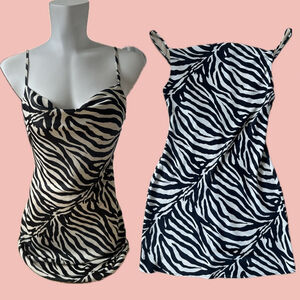 Urban Outfitters Zebra Print Mini Dress Size S – Y2K Slip A-Line